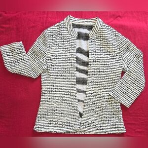 Chico's Women's Black & White Reversable Open Jacket - 3/4 Sleeves - Size Small